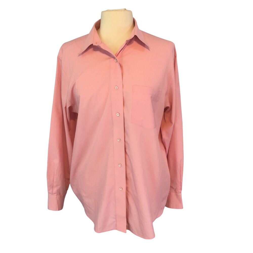 Foxcroft Womens Pink Button Front Long Sleeve Shirt, Top, sz 12, 42 bust